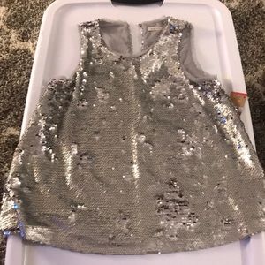 Rachel Roy Sequin Silver Top